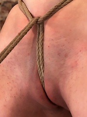 Local girl next door bound up tight & helpless, flogged, nipple clamped, made to suck cock, & cum!